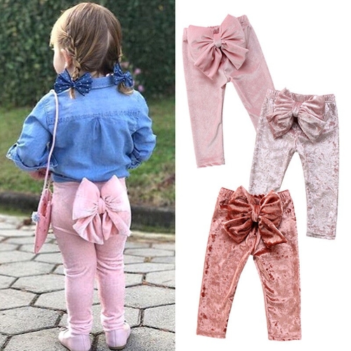 Warm Back Bow Velvet Kids Baby Girls Princess