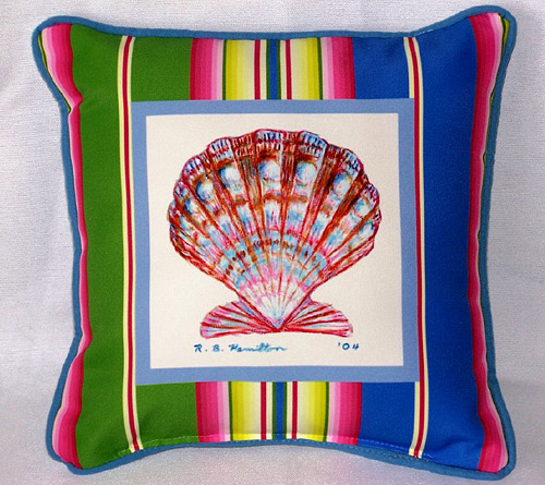 Betsy Drake SN112 Scallop Shell Small Outdoor-Indoor Pillow 12"x1