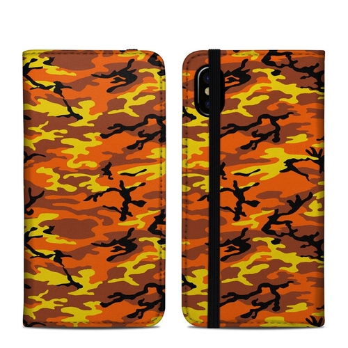 DecalGirl AIPXFC-OCAMO Apple iPhone X Folio Case - Orange Camo