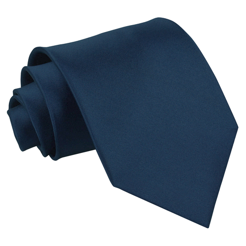 Plain Satin Classic Tie - Navy Blue