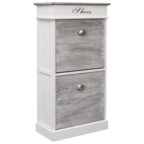 Shoe Cabinet Gray 19.7"x11"x38.6" Paulownia Wood