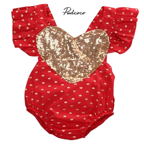 2styles Baby Girls Sequins Love Heart Short Sleeve