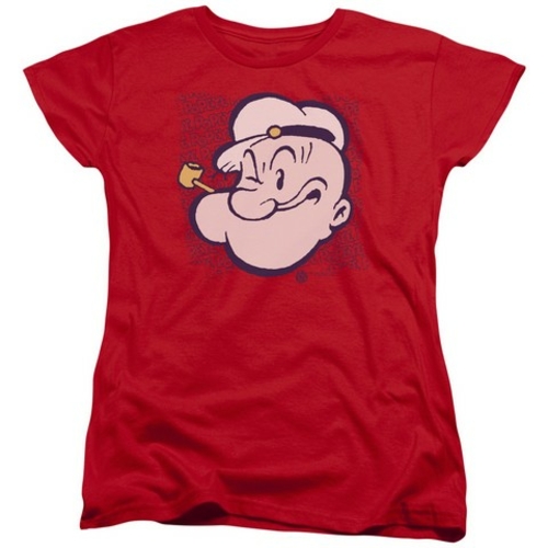 Popeye-Head Short Sleeve Womens Tee, Red - XL