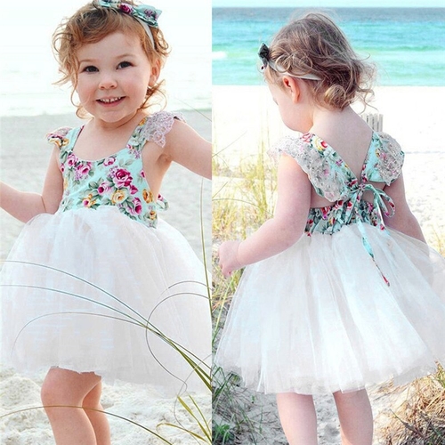 Toddler Baby Girls Dress Floral Print Party Ball