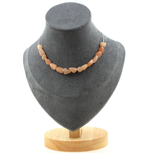Sunstone from Tanzania 15 beads necklace stainless steel chain