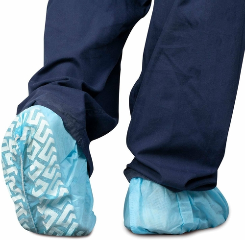 Disposable Shoe Covers 16.5" x 6.5" in Bulk. Pack of 1000 Blue