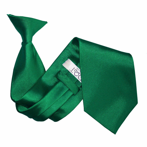 Plain Satin Clip-On Tie - Emerald Green
