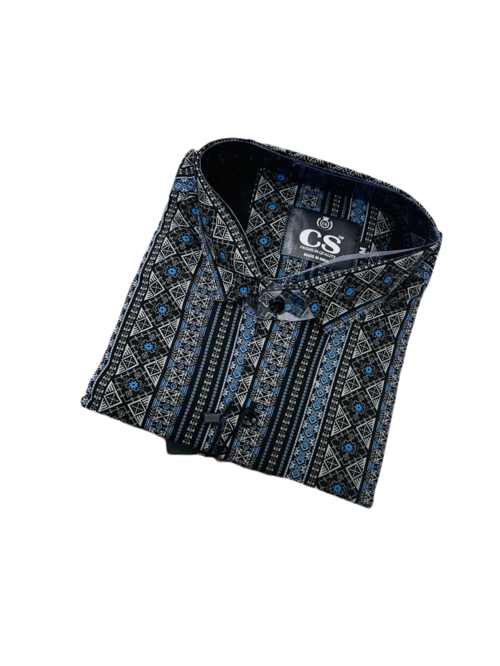 Men's Printed Full Sleeves Regular Fit Shirt  Black