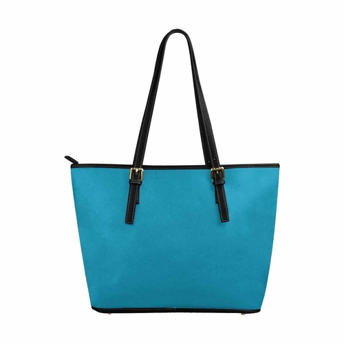 Large Leather Tote Shoulder Bag - Blue Green