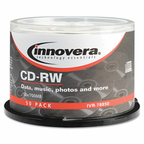 Innovera 78850 CD-RW Discs- Rewritable- 700MB-80min- 12x- Spindle- Sil