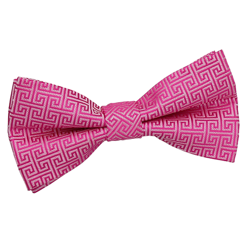 Greek Key Pre-Tied Bow Tie - Fuchsia Pink