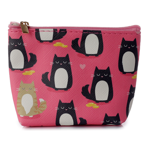 Handy PVC Make Up Bag Purse - Feline Fine Cat Design