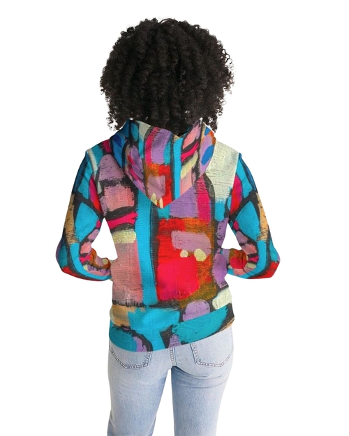 Womens Hoodie - Pullover Hooded Sweatshirt / Multicolor Graphic