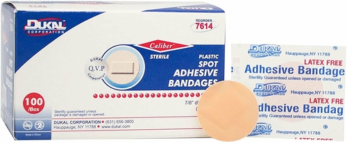 Dukal Sheer Bandages. Pack of 100 Adhesive Spots 7/8" for Wound