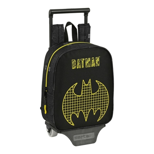 School Rucksack with Wheels Batman Comix Yellow Black 22 x 28 x 10 cm