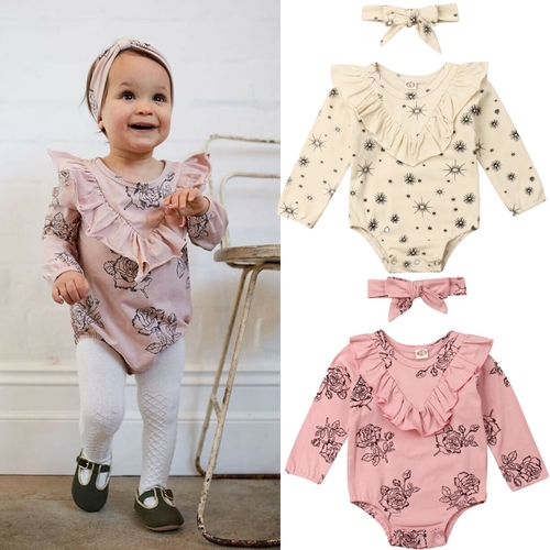 Newborn Baby Kid Girl Casual Jumpsuit Headband