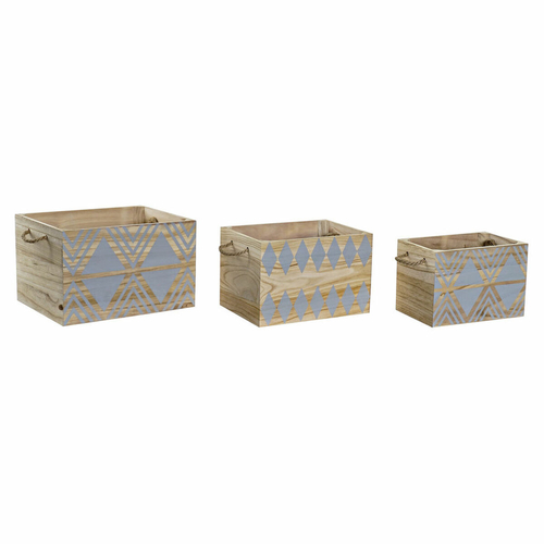 Decorative box DKD Home Decor Wood Boho (3 pcs) (43 x 28 x 23 cm)