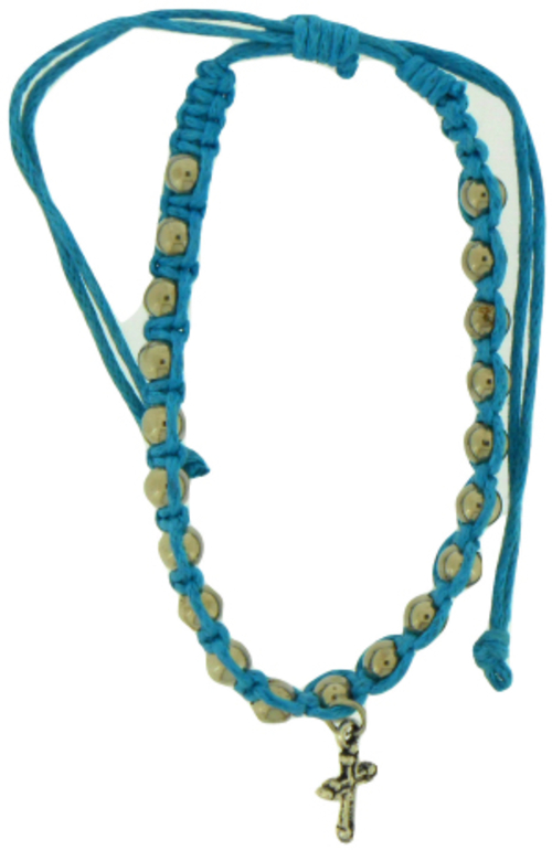 Solid Rock Jewelry 145058 Blue Cotton Adjustable Friendship with Large