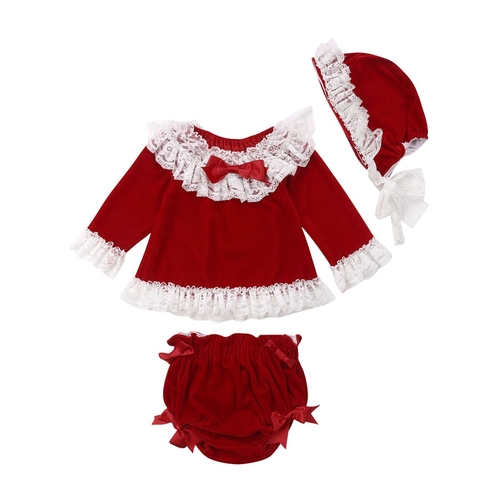 Toddler Kids Baby Girls Lace Velvet Tops