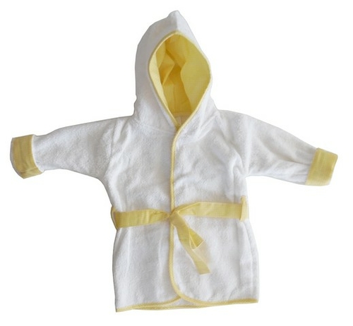 Bambini 960B YELLOW Terry Hooded Bath Robe with Pastel Trim & Applique