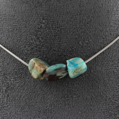Chrysocolla from the USA 2 beads necklace.