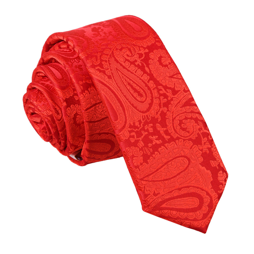 Paisley Skinny Tie - Red