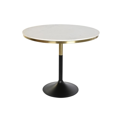 Dining Table DKD Home Decor 93 x 93 x 79,5 cm Black Golden Metal White