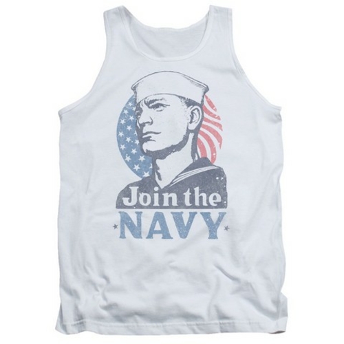 Trevco Navy-Join Now Adult Tank Top, White - Medium