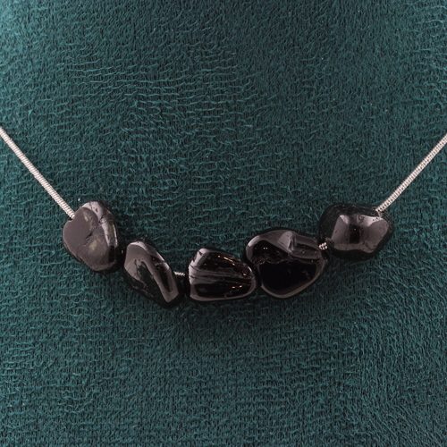 Schorl Tourmaline from Brazil 5 beads necklace