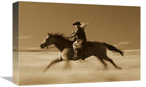 Global Gallery GCS-453699-1218-142 12 x 18 in. Cowgirl on Horse Runnin