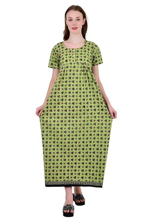 Women's Cotton Nighty Night Gown, Multicolor