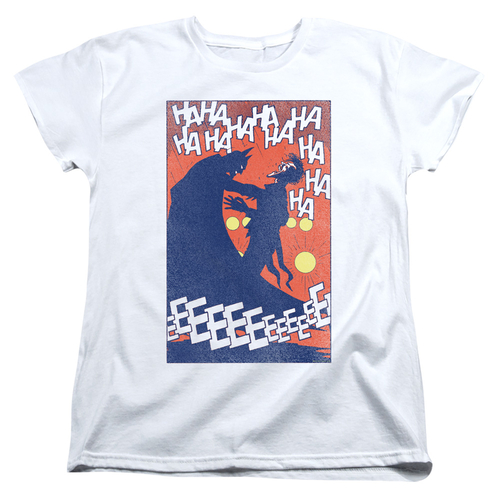 Womens Batman & Punchline-Short Sleeve Tee, White - Small