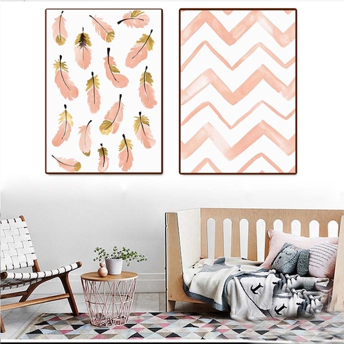 Gold Feather Pink Wave Nordic