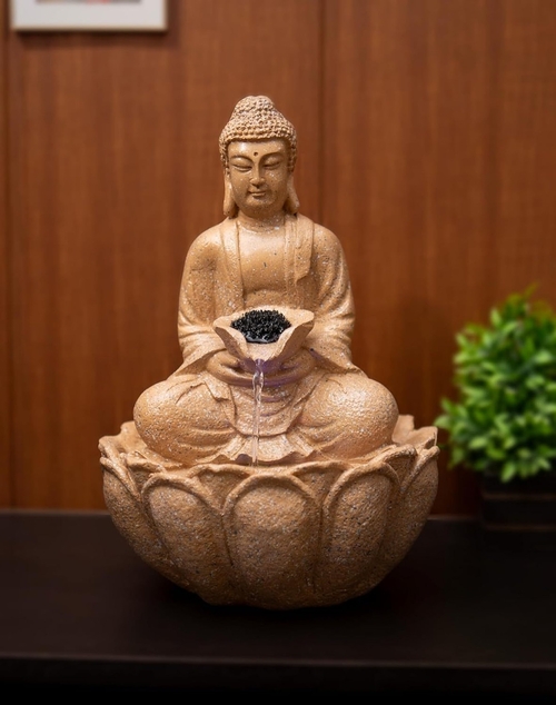 Mini Lotus Buddha Water Fountain for Table Decor