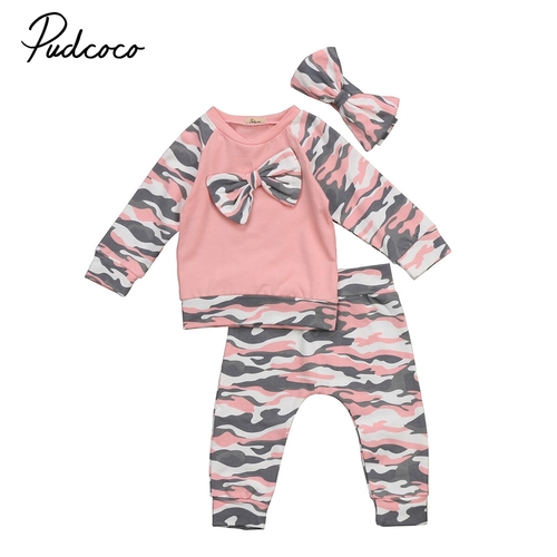 New Sweet Pink Camo 2Pcs 0-24M Newborn Baby