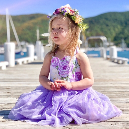 Toddler Kids Baby Girl Dress Floral Splice Tulle