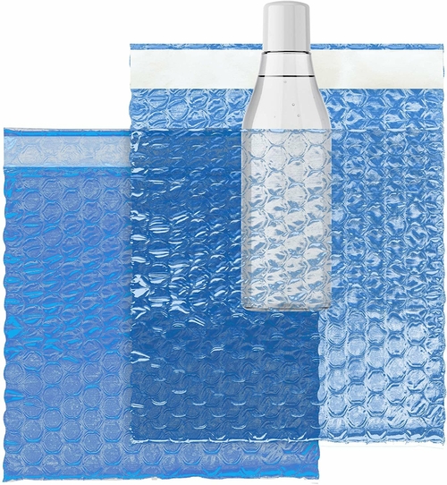 Blue Bubble Out Bags 8.5 x 11. Pack of 25 Double Walled Bubble Out