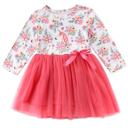 Newborn Baby Girls Unicorn Long Sleeve Tutu Lace