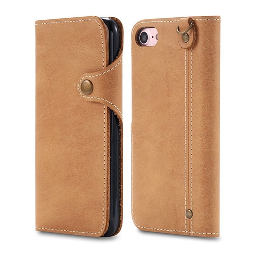 Khaki Leather iPhone Wallet Case