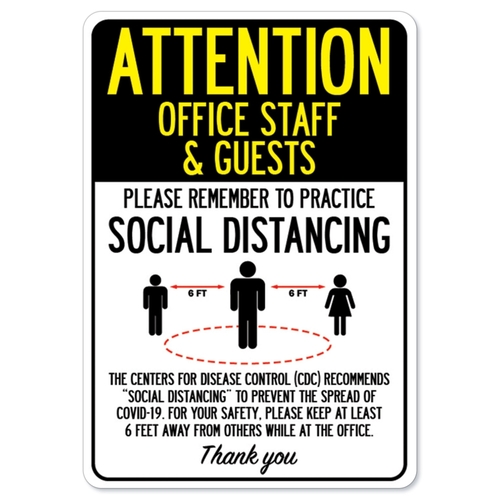 SignMission OS-NS-D-710-25405 Covid-19 Notice Sign - Attention Office 