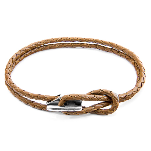 Light Brown Padstow Silver & Leather Bracelet