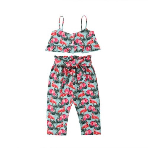 2019 New Baby Kids Girls Flamingo Clothes Sets