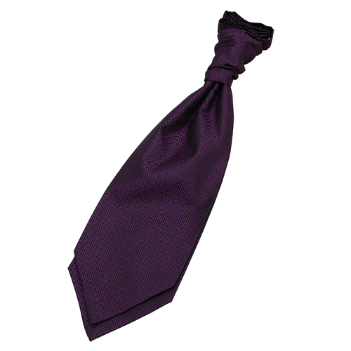 Greek Key Pre-Tied Ruche Cravat - Cadbury Purple