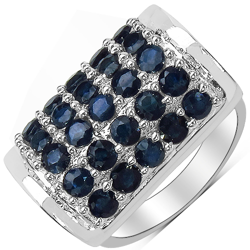 3.51 Carat Genuine Blue Sapphire & White Diamond .925 Sterling Silver