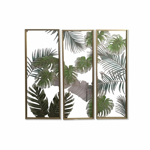 Canvas DKD Home Decor 3 Pieces Tropical Leaf of a plant (122 x 3 x 122