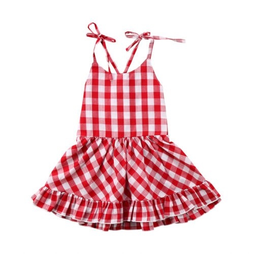 Baby Girl Kid Checked Backless Casual Dress