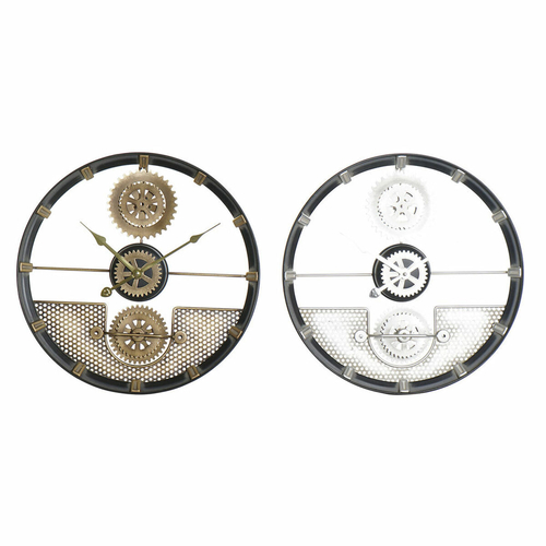 Wall Clock DKD Home Decor 40 x 5,5 x 40 cm Silver Black Golden Iron