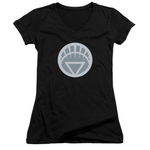 Trevco Green Lantern-White Symbol Junior V-Neck Tee, Black - 2X