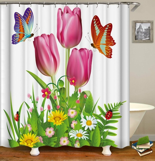 Rosy Tulips Shower Curtain