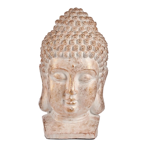 Decorative Garden Figure Buddha Head White/Gold Polyresin (35 x 65,5 x